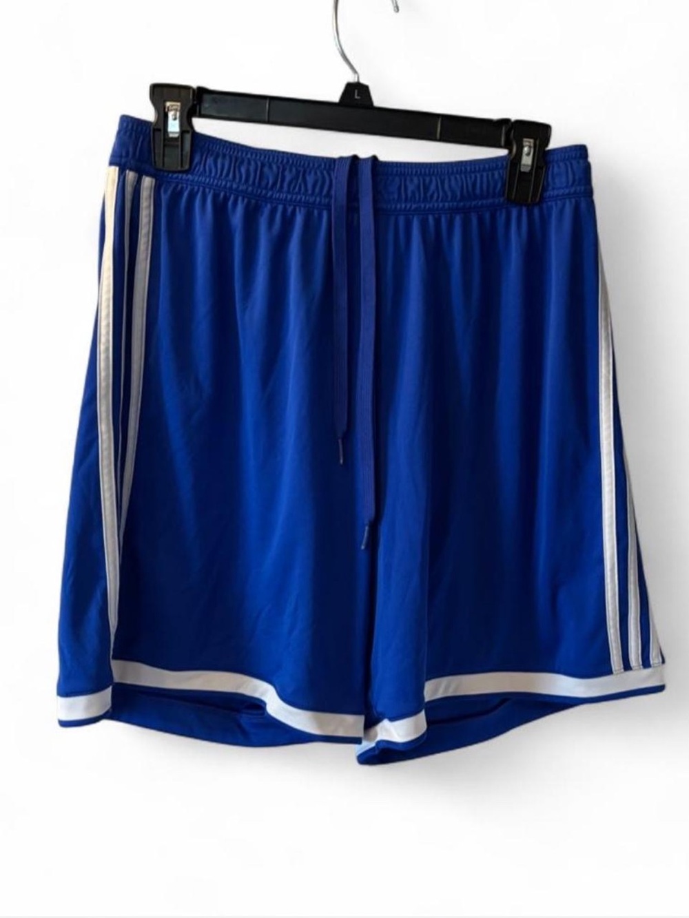 adidas Climalite Royal Blue Athletic Soccer Basketball Shorts 3 White Stripes